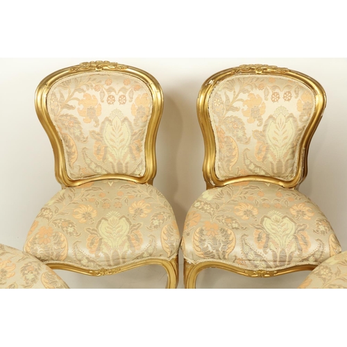 436 - A set of 4, 19th Century fine quality Louis XIV style Side Chairs, the shield shaped upholstered bac... 