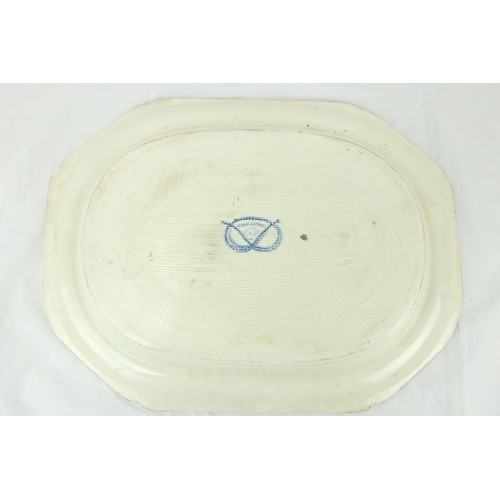 473 - A large 19th Century blue and white English stoneware Meat Platter, transfer printed with figures in... 