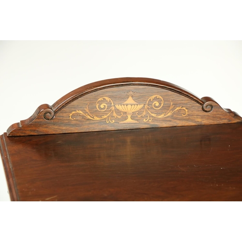 490 - A fine Edwardian walnut and marquetry Purdonium Whatnot, of square form with upper shelf and drop fr... 