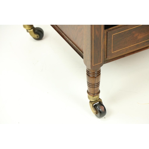 490 - A fine Edwardian walnut and marquetry Purdonium Whatnot, of square form with upper shelf and drop fr... 