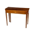 A George IV period Irish inlaid and ebony strung mahogany fold-over Tea Table, probably Cork, with D... 