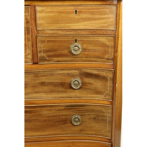 501 - A good Regency style inlaid mahogany serpentine fronted Chest, with an arrangement of 8 drawers, ear... 