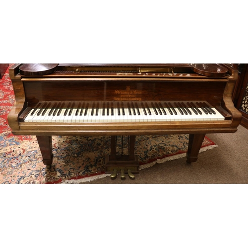 528 - An attractive rosewood cased Grand Piano, by Steinway and Sons (patent grand) New York and Hamburg, ... 