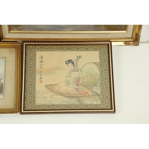 557 - A pair of Irish Landscape Prints, in gilt frames, a pair of French coloured Prints after Huet, a pai... 