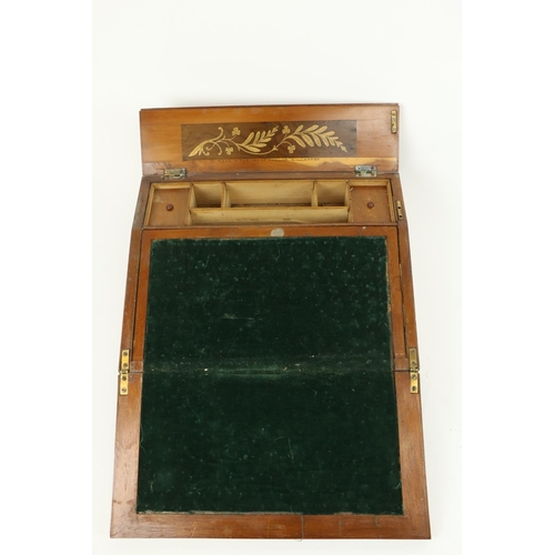 86 - A fine quality 19th Century arbutus Killarney wood slope front Writing Box, the top with central des... 