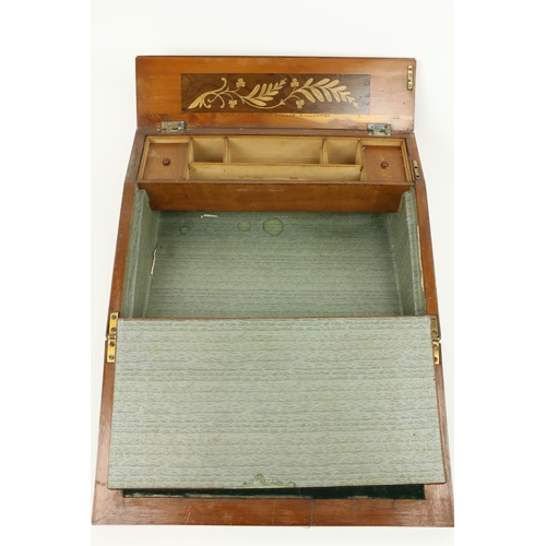 86 - A fine quality 19th Century arbutus Killarney wood slope front Writing Box, the top with central des... 