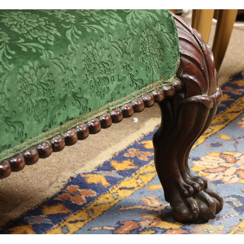 89 - An Irish carved mahogany Settee, attributed to Robert Strahan, Dublin, with padded back, seat and ar... 