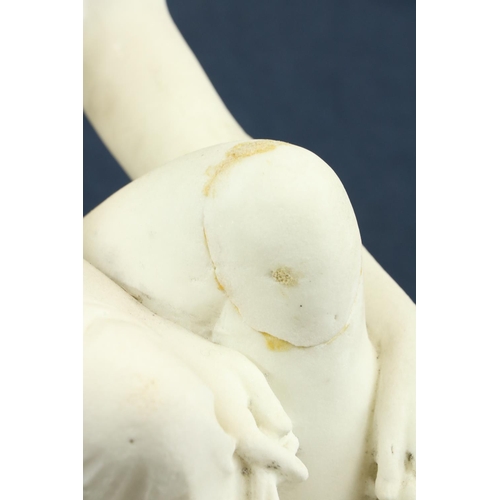 97 - A 19th Century carved marble Group, a semi-nude Woman seated on a tortoise on oval base, 20