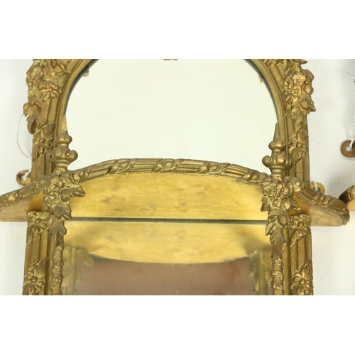 1007 - A very attractive pair of gilt Mirror Wall Brackets, each with a stylized shell crest above three sh... 