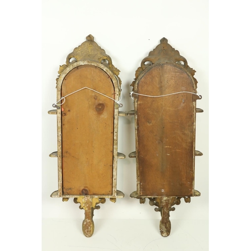 1007 - A very attractive pair of gilt Mirror Wall Brackets, each with a stylized shell crest above three sh... 