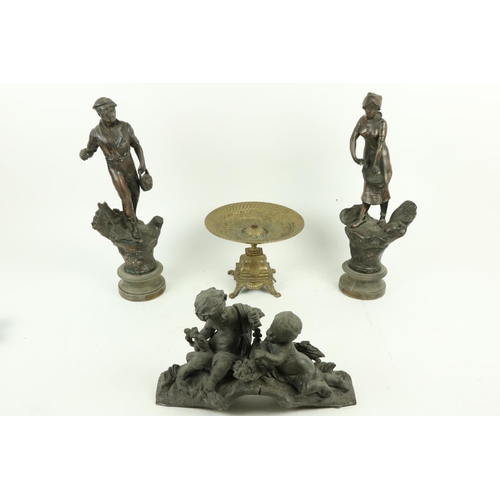 1013 - A pair of Spelter Figures, 'L'Agriculture' 18