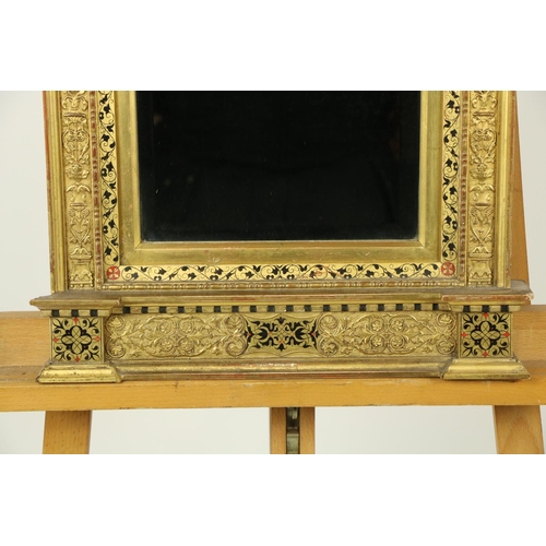 1021 - A good Architectural Wall Mirror, in the Pre-Raphaelite style with Greek key cornice, the frame in l... 