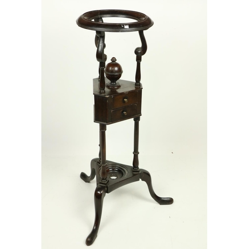 1040 - A Georgian style mahogany Wig Stand, with two small frieze drawers on tripod stand. (1)... 