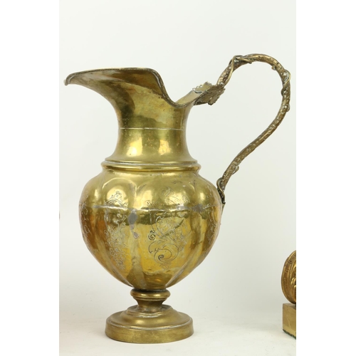 601 - An attractive brass Lamp, of vase form, converted for electric, 18 1/2