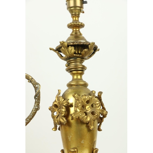 601 - An attractive brass Lamp, of vase form, converted for electric, 18 1/2