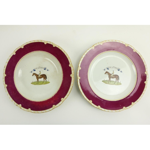 611 - A pair of W. Hilchock Dinner Plates, by Thomas Higginbotham, Wellington Quay, Dublin, the centre pai... 