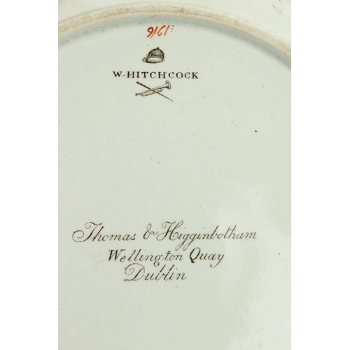 611 - A pair of W. Hilchock Dinner Plates, by Thomas Higginbotham, Wellington Quay, Dublin, the centre pai... 