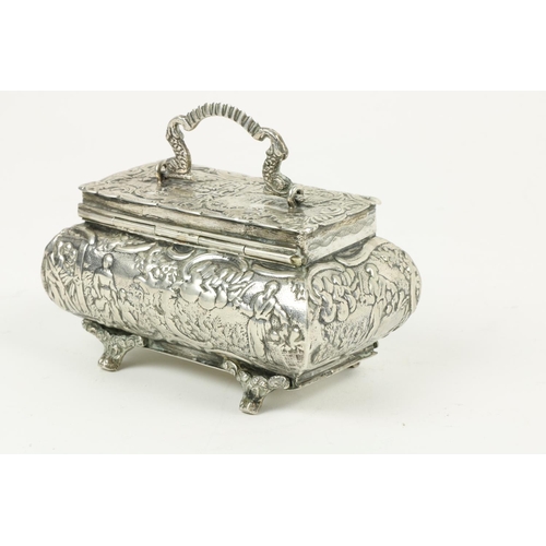 632 - A good early 20th Century silver Casket, with embossed classical decoration and a smaller pierced si... 