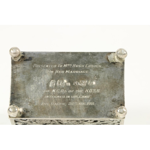 632 - A good early 20th Century silver Casket, with embossed classical decoration and a smaller pierced si... 