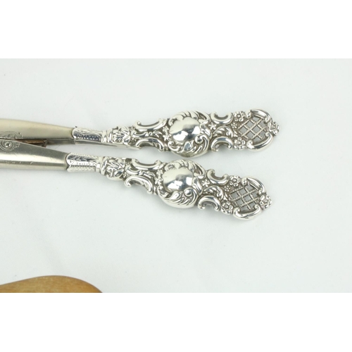 641 - Two Art Nouveau silver handed Mirrors, three similar Hand Brushes, two Shoe Horns, a Glove Stretch, ... 