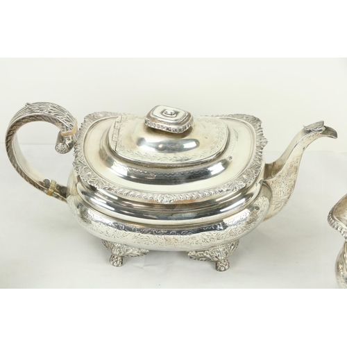 643 - A fine quality three piece George III period silver Tea Service, Edinburgh 1817, probably Robert Kea... 