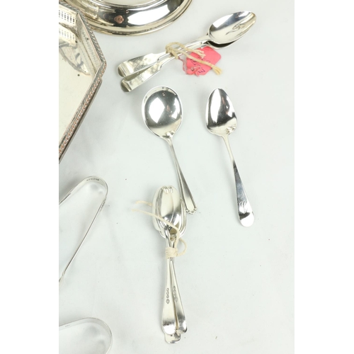 656 - Silver & Silverplate: A cased silver mounted and glass Condiment Set, a set of six mother-o-pear... 