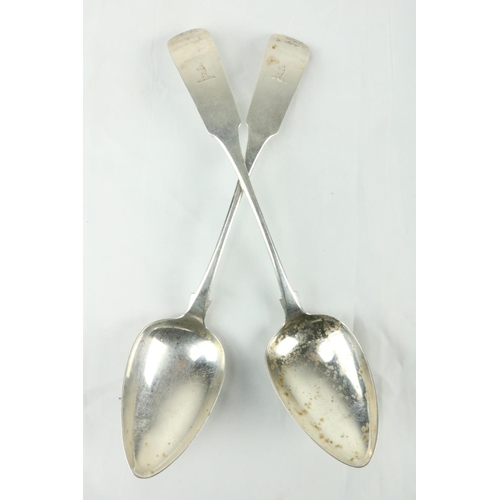 669 - A good large matching pair of Irish William IV silver Serving Spoons, Dublin c. 1834, makers mark GN... 