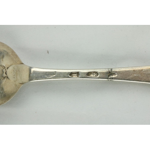 686 - A pair of early Irish Georgian silver Table Spoons, Dublin c. 1767, with decoration on back of bowls... 