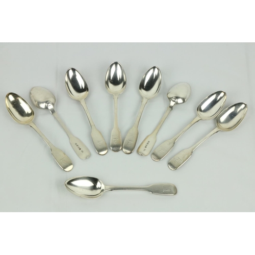 699 - A set of 9 English silver Dessert Spoons, London c. 1833, approx. 12ozs. (9)