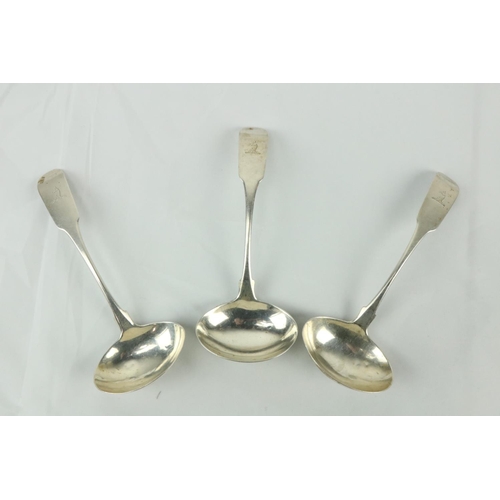 702 - A set of 3, Irish silver Sauce Ladles, Dublin c. 1811, by GN in an oval. (3)