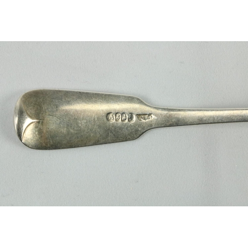 704 - Two similar antique Irish silver lipped Sauce Ladles, (one rat tail), and an English silver ditto. (... 