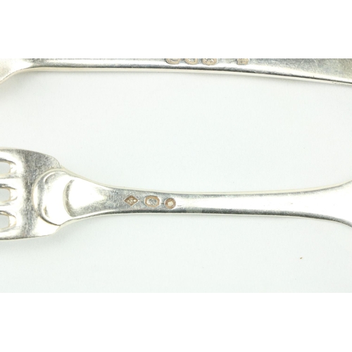 708 - A heavy set of 6 English silver Dinner Forks, London c. 1891, approx. 14ozs; and a set of matching F... 