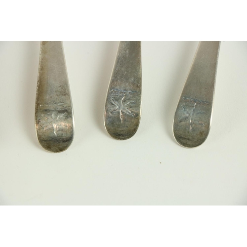 713 - A set of 24 silver Hanoverian pattern Soup Spoons, London 1756-76, John Lautier (?), 48.5 ozs. (24)... 