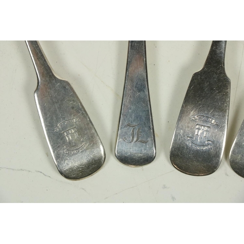 722 - A set of seven English & Irish Georgian silver Serving Spoons, by John Nicklin (Dublin) (4); Ric... 