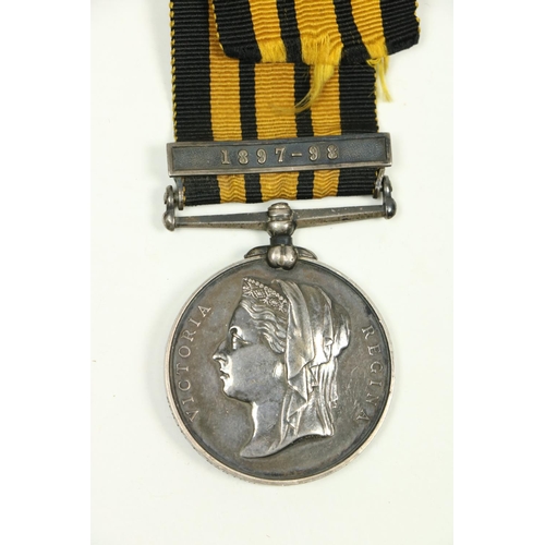 730 - A silver example of the East and West Africa Medal, awarded to Sergt. T. Barton, Pl. Lancaster Regt.... 