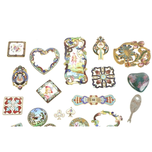 737 - A collection of various unusual colourful enamel Pieces and mounts, approx. 15. (15)... 