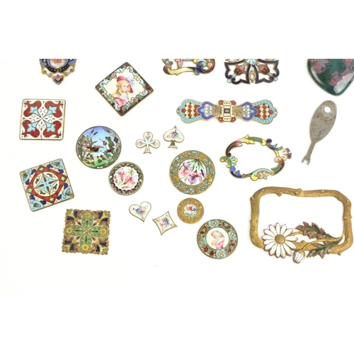 737 - A collection of various unusual colourful enamel Pieces and mounts, approx. 15. (15)... 