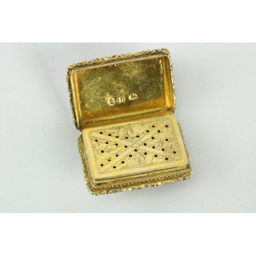 738 - A very fine early 19th Century pierced and machine turned Birmingham silver gilt Vinaigrette by John... 