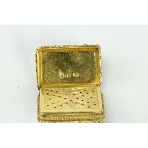 738 - A very fine early 19th Century pierced and machine turned Birmingham silver gilt Vinaigrette by John... 