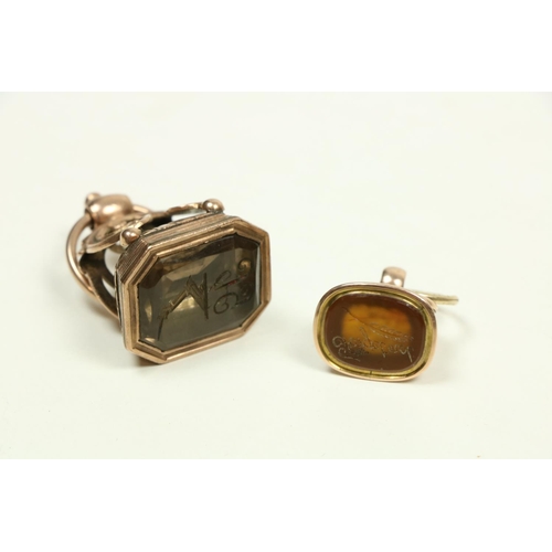 740 - An attractive early 19th Century octagonal gold Seal, and a smaller antique gold Seal. (2)... 