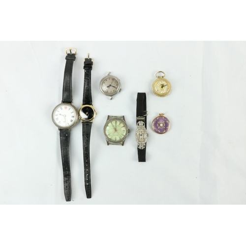 751 - A marcasite Ladies Wrist Watch, an Omega de Ville Ladies Wrist Watch, two small Lockets, and other W... 