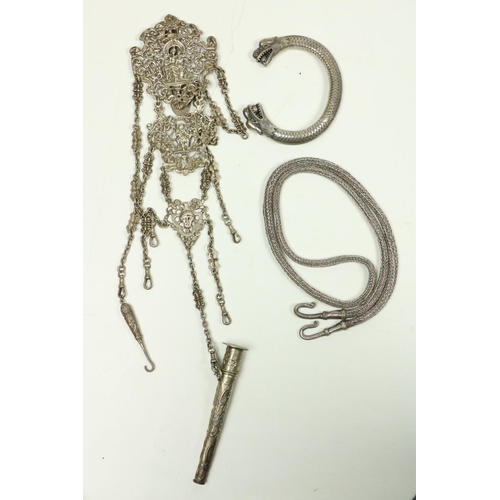 774 - A very attractive large 19th Century pierced silver Chatelaine, possibly European; an attractive lat... 