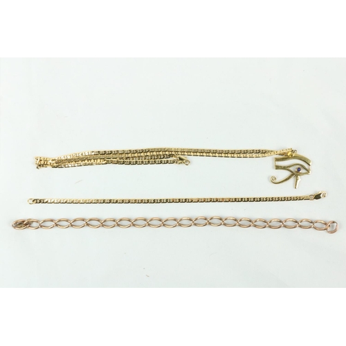 775 - An attractive modern gold square link Necklace and Pendant, with matching bracelet, a heavier and ea... 