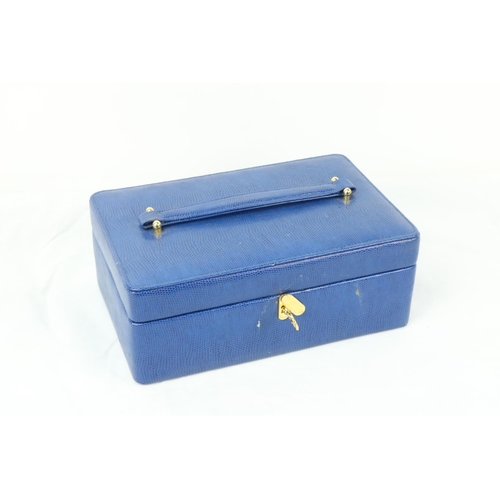 794 - Blue Jewellery Box: Varied collection of silver and other Bangles including one with micro-mosaic vi... 