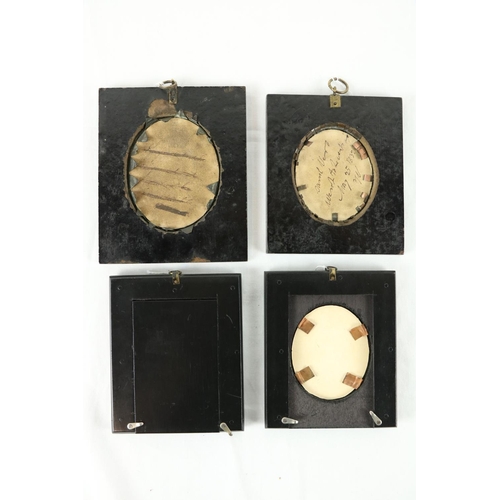 819 - 19th Century Irish SchoolA set of 4, oval Silhouette Profile Miniature Portraits, all female members... 