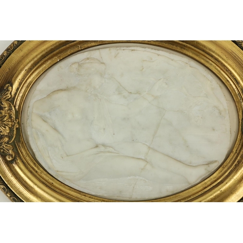 839 - An 18th Century  carved white marble Relief, depicting a classical Nude, oval, 5