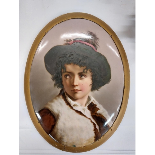 843 - A good large hand painted 19th Century continental oval porcelain Plaque, possibly Berlin, 