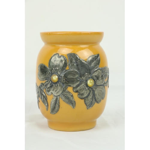 856 - Marjorie Stokes (1916 - 2014)A 1950's yellow ground porcelain Vase, of bulbous form with floral desi... 