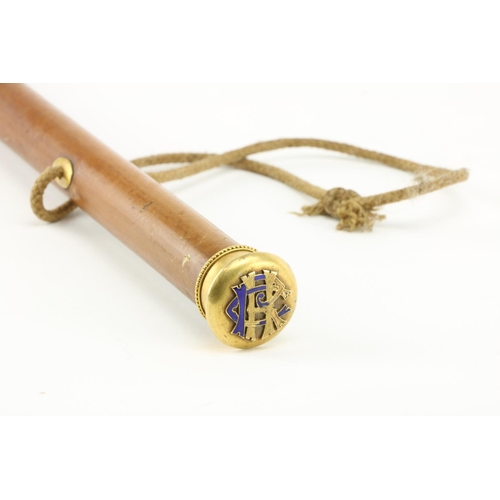 860 - An attractive Victorian gold topped Walking Cane, with enamel initials; a silver topped Walking Cane... 