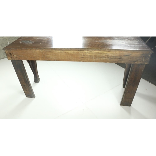 880 - A 19th Century Provincial carved pine Side or Console Table, the rectangular moulded top above an or... 